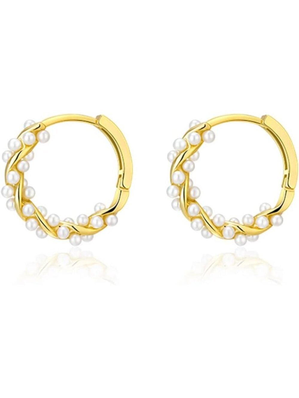 Elegant 925 Sterling Silver Twist Hoop Earrings with Pearls for Women & Teens